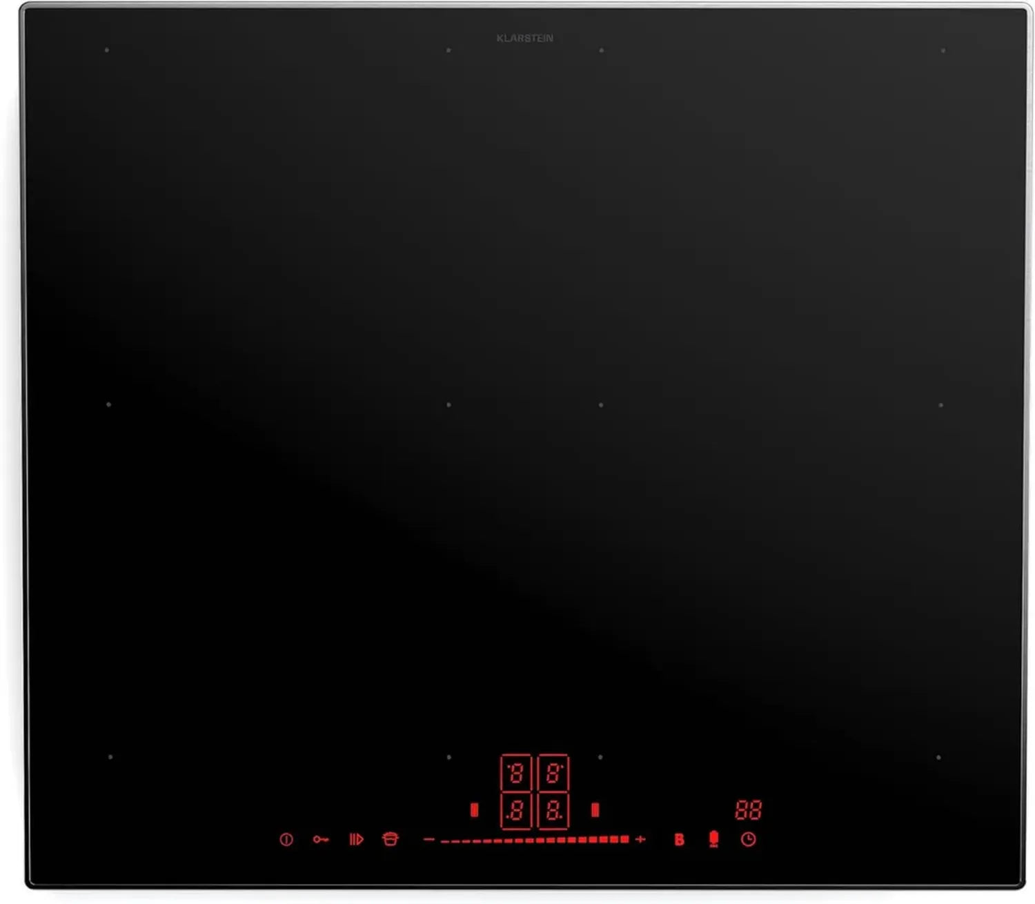 Klarstein NanoGlow 60 cm Flex-Induktionskochfeld mit 4 Zonen, Boost-Funktion und Kindersicherung, 7400 W, Nanoglas, BBQ-Modus, Schwarz