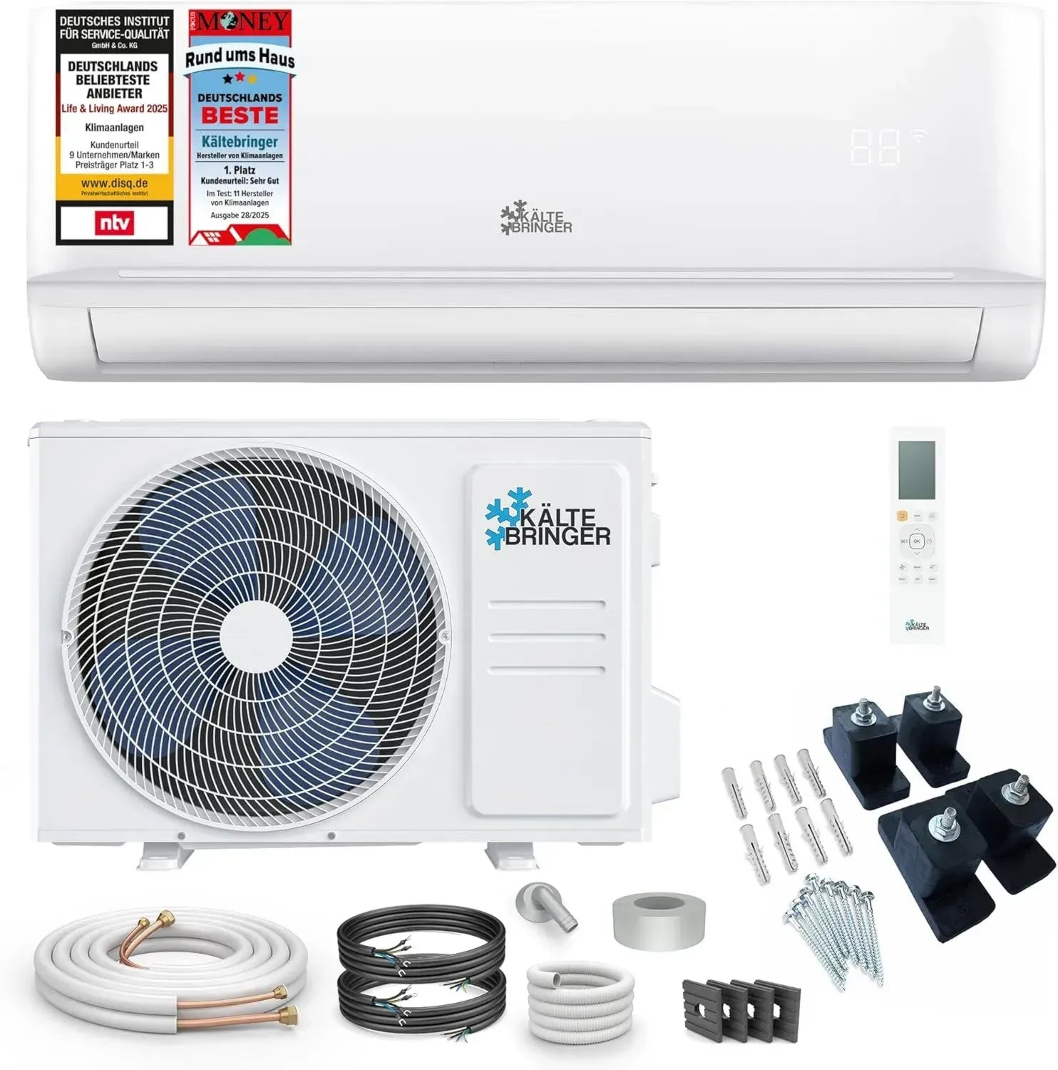 Energieeffiziente Split-Klimaanlage 9000 BTU mit Heizfunktion und WLAN-Steuerung
